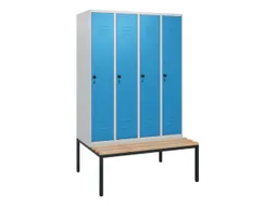 locker met bank,HxBxD 1950x1200x815mm,4vak,vak B 300mm,draaigrendel