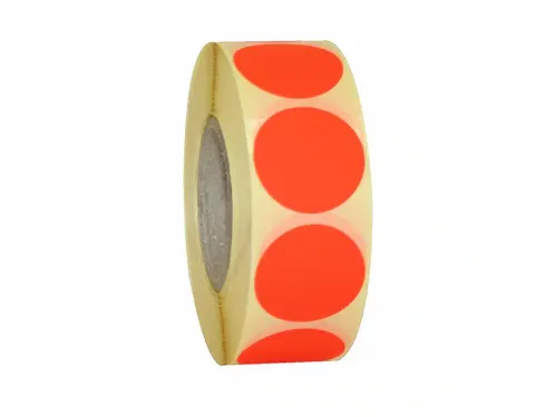 Etiket Rond Fluor Rood 25mm Op rol 2000 Stuks