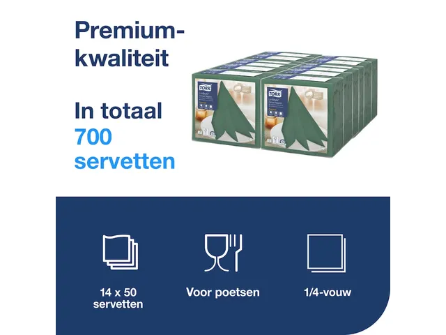 Serviette Tork 478847 Premium LinStyle Dinner Vert foncé 600 pcs