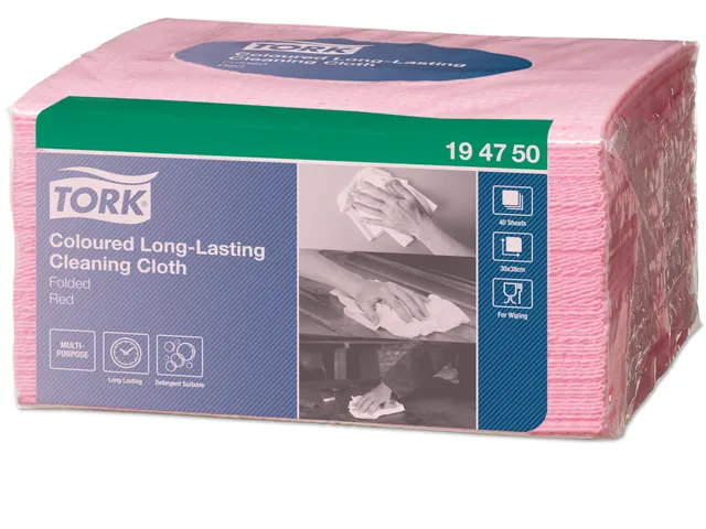 Poetsdoek HACCP Doek 194750 Rood W8 1-laags Folded