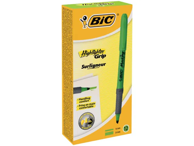 Surligneur Bic Bic Highlighter Grip vert 12 pièces