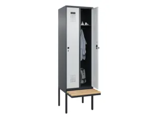 locker met bank,HxBxD 2120x600x815mm,2vak,vak B 300mm,draaigrendel - 1