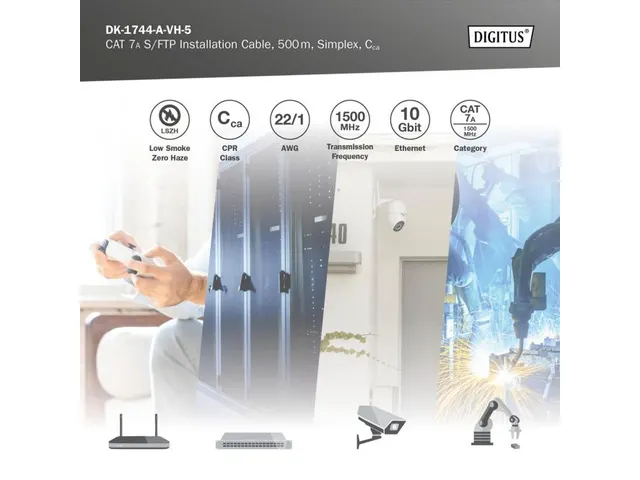 Cat 7A S/FTP installatiekabel 1500MHz Cca AWG 22/1 500m SX Geel