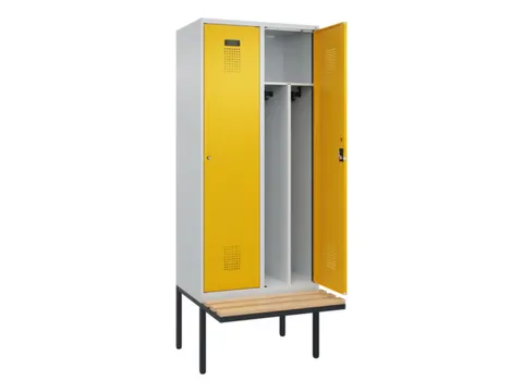 locker met bank,voor scheiding van kleding,HxBxD 2120x800x815mm,2vak