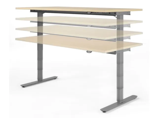 Av. régl. él. hauteur bureau assis/debout,finition gris clair