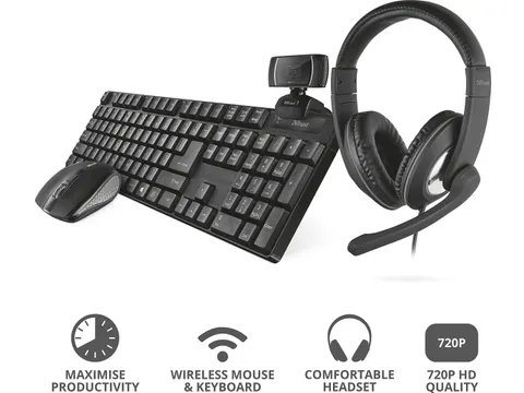 Qoby 4in1 Home Office set Azerty toetsenbord met muis en Webcam