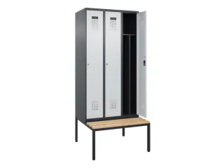 locker met bank,voor scheiding van kleding,HxBxD 2120x900x815mm,3vak - 1