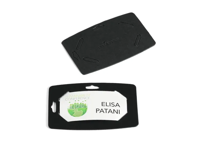 Naambadge 40x75mm Gerecycled Papier Zwart