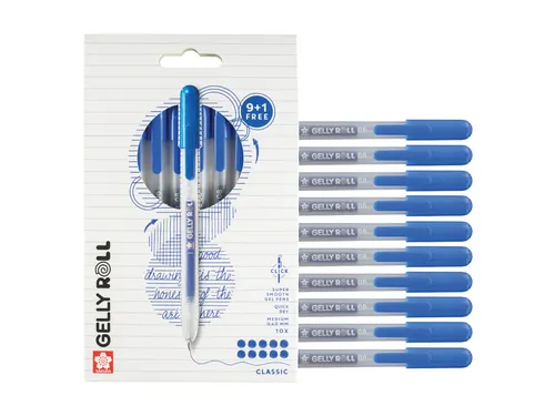 Gelschrijver Sakura Gelly Roll Classic 08 klikfunctie blauw 10 stuks
