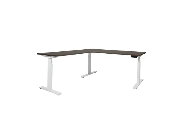 Elektrisch Hoekbureau Dextro Plus 200x200cm Frame Wit Blad Logan Eik