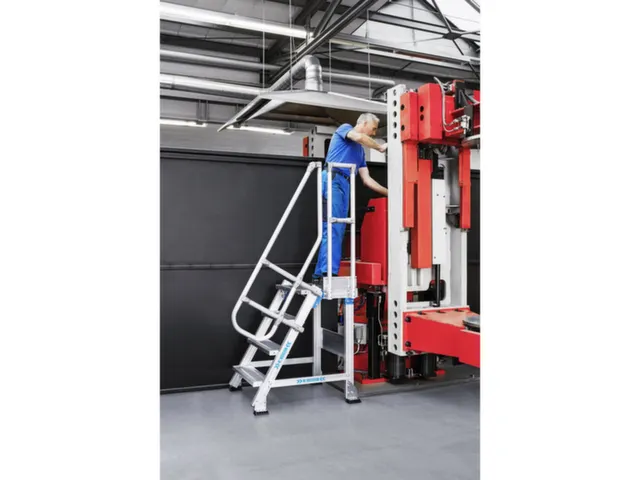 bordestrap,verrijdbaar,bordes H 0,4m,2treden,45° helling,aluminium