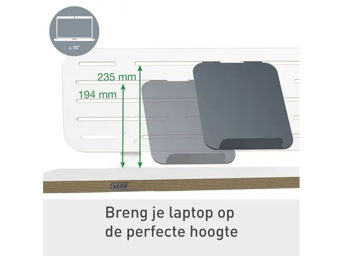 Leitz Ergo Bureau Ophangbord met laptophouder, 80x25 cm