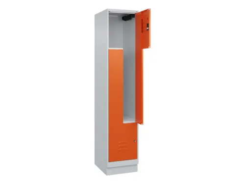 Z-garderobekast,HxBxD 1950x400x500mm,vak B 200/400mm,cil.-slot,sokkel