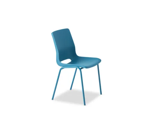 Kunststof kuipstoel,4voeten teal blue,zitting PP teal blue
