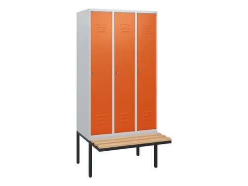locker met bank,HxBxD 1950x900x815mm,3vak,vak B 300mm,cil.-slot