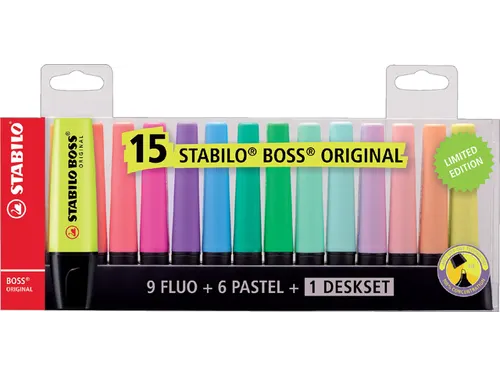Markeerstift STABILO BOSS Original 70/15 assorti deskset à 15 stuks