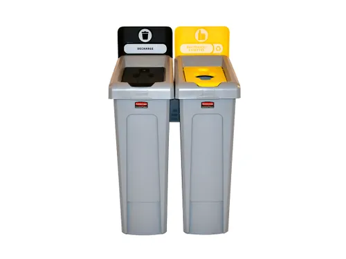 Slim Jim Recyclingstation Frans Deksel Gesloten Zwart Flessen Geel
