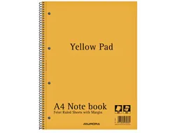 Collegeblok Aurora Yellow Pad A4 lijn 4-gaats 160 pagina's 80gr geel