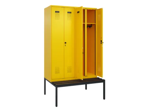 locker met bank,voor scheiding van kleding,HxBxD 2120x1200x815mm,4vak