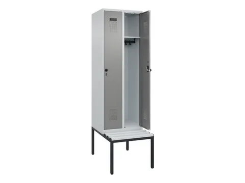 locker met bank,HxBxD 2120x600x815mm,2vak,vak B 300mm,draaigrendel