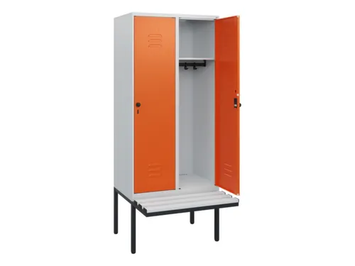 locker met bank,HxBxD 1950x800x815mm,2vak,vak B 400mm,draaigrendel