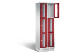 Lockerkast 1800x610x500mm 2x3 vakken Cilinderslot, Sokkel, RAL3003