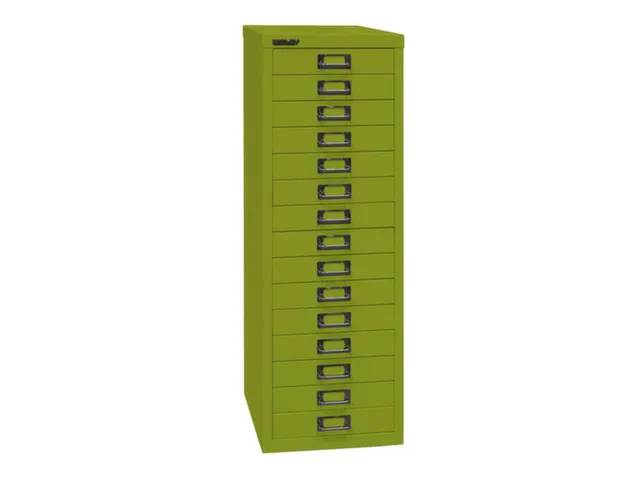 kantoor-ladekast HxBxD 860x279x380mm 15 laden romp + front groen staal