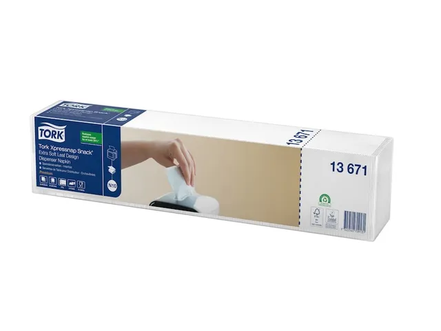 Serviette Tork 13671 Xpressnap Snack Extra douce 2 ép Pli-1/4 Blanc