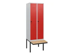 locker met bank,HxBxD 1950x600x815mm,2vak,vak B 300mm,draaigrendel