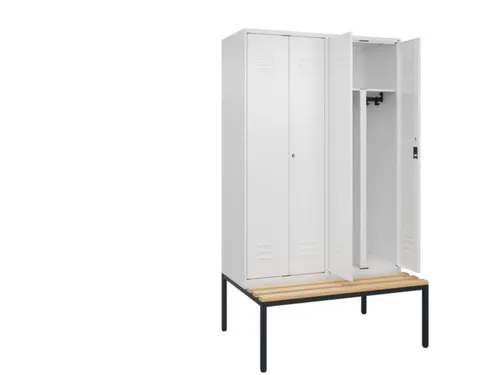 PBM-locker met bank,HxBxD 2120x1200x815mm,4vak,vak B 300mm,cil.-slot