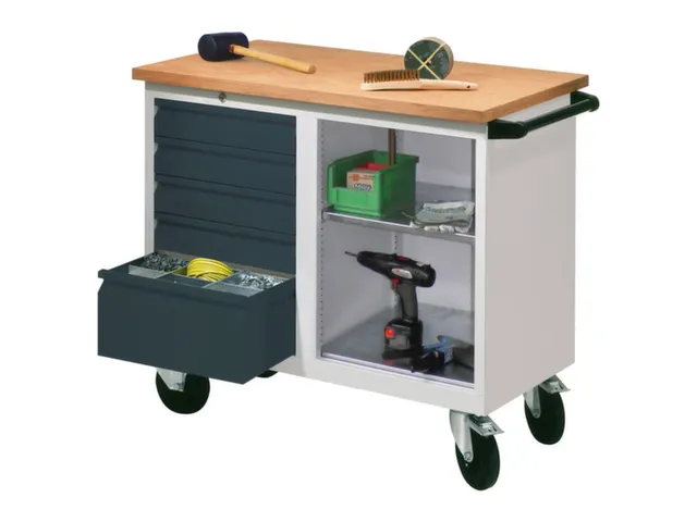 Établi Mobile Charge Maxi. 400Kg Tôle D'acier Ral7035 Façade Ral701