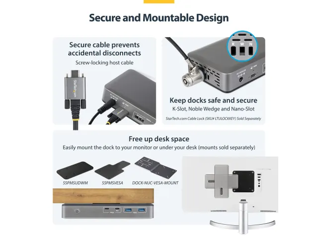 StarTech USB-C Docking Station 2x DP 4K60, 1GbE, 100W PD
