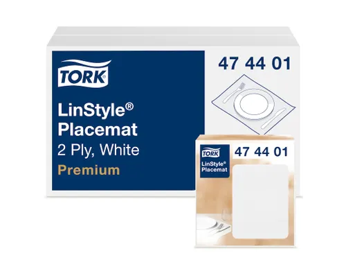 Placemat Tork Linstyle Premium 2-laags 390x300mm 100 vel wit 474401