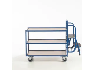 Orderverzamelwagen 990x590mm Totale H 1135mm 3 Etages Hout Ral5010 - 8
