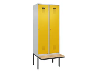 locker met bank,voor scheiding van kleding,HxBxD 2120x800x815mm,2vak - 2
