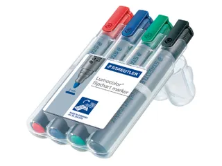 Viltstift Staedtler 356 voor flipover rond 2mm 4 stuks assorti - 1
