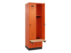locker met bank,HxBxD 1950x600x815mm,2vak,vak B 300mm,draaigrendel