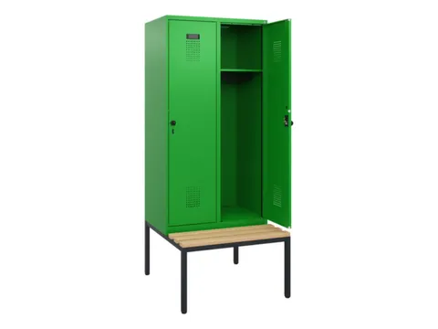 locker met bank,HxBxD 1950x800x815mm,2vak,vak B 400mm,draaigrendel