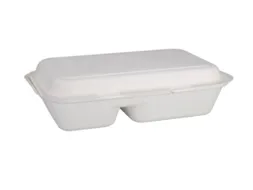 Menubak 2-vaks 1000ml 25x16x6cm Suikerrietpulp 50 Stuks