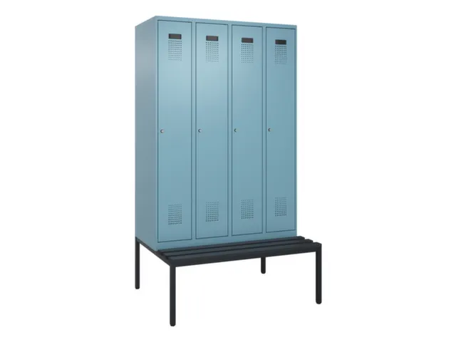 locker met bank,voor scheiding van kleding,HxBxD 2120x1200x815mm,4vak