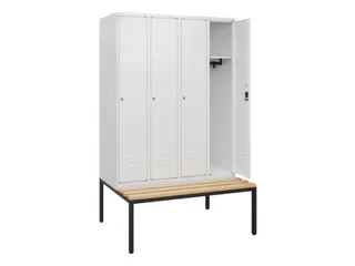 locker met bank,HxBxD 1950x1200x815mm,4vak,vak B 300mm,cil.-slot - 2