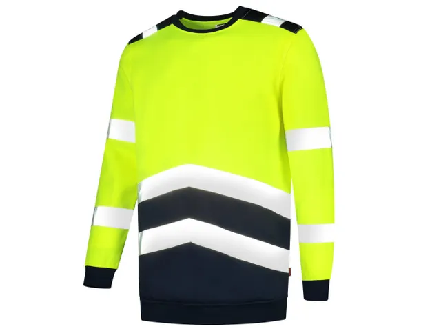 Tricorp 303004 sweater, fluo geel/inktblauw, maat S, per stuk