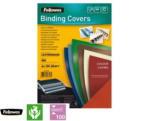 Voorblad Fellowes A4 lederlook rood 100stuks