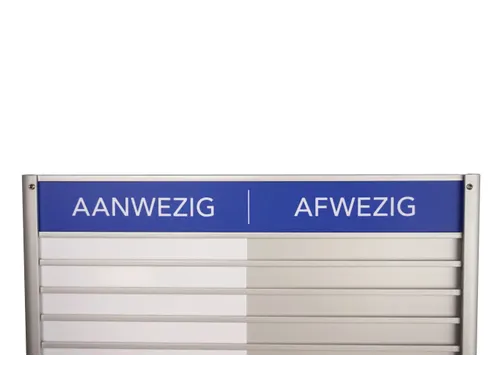 Menoor In-Uit bord 45 namen Aluminium Aanwezig/Afwezig Blauw