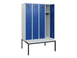 locker met bank,HxBxD 1950x1200x815mm,4vak,vak B 300mm,cilinderslot