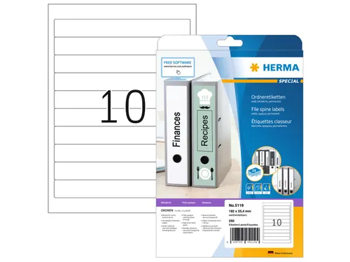 Herma 5119 Rugetiket 192x25,4mm Wit permanent klevend 250 stuks
