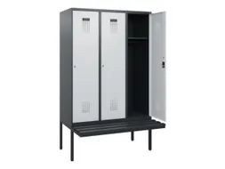locker met bank,HxBxD 1950x1200x815mm,3vak,vak B 400mm,cilinderslot