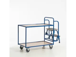 Orderverzamelwagen 990x590mm Totale H 1135mm 2 Etages Hout Ral5010 - 7