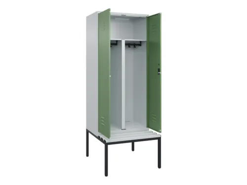 PBM-locker met bank,HxBxD 2120x800x815mm,2vak,vak B 400mm,cil.-slot