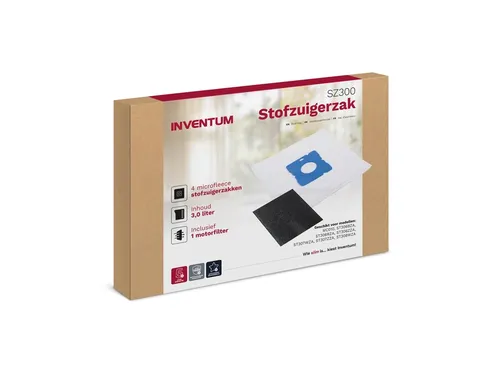 Stofzuigerzak Inventum 3l set van 4 zakken + motorfilter
